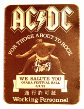 AC/DC For those About To Rock Rare Unused Dated Japanese "W.P." Backstage Pass