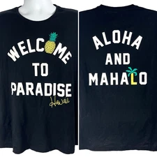 Hawaii Welcome To Paradise Aloha Mahalo Womens T-Shirt size XL Black Ohana Tees