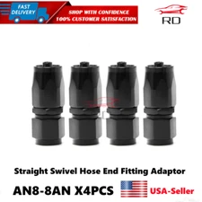 2xAN8 Swivel End Fitting Adapter For Oil Fuel Gas Hose Line Straight End Fitting