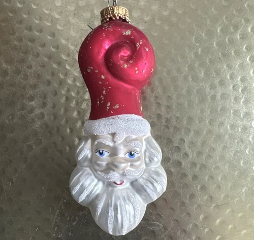 Blown Glass Christmas Santa Ornament -Miroslaw Szczecinski Poland No Box