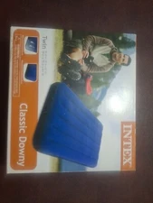 Twin Size Inflatable Air Bed Mattress Intex Classic Downy Blue Pump Not Included