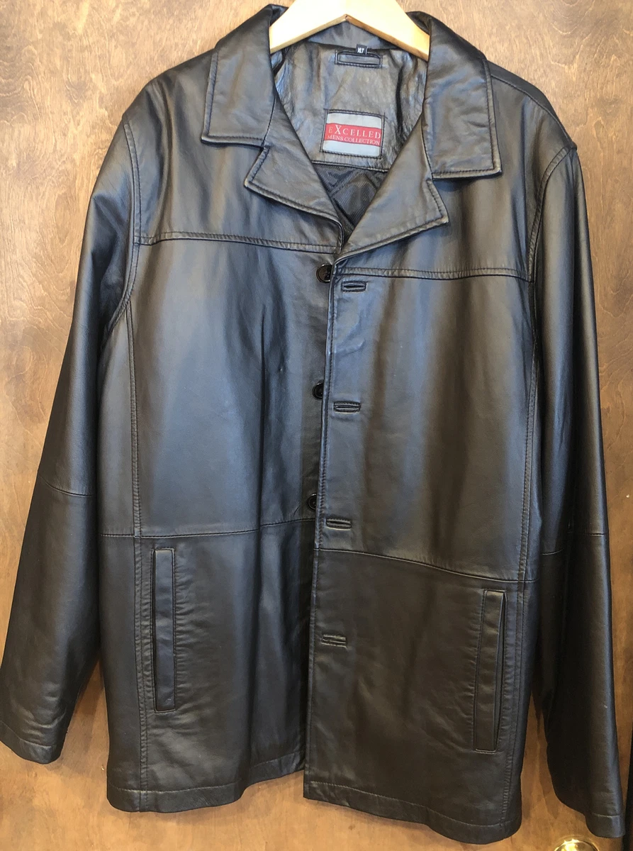 Men s Black Leather Jacket Excelled Men s Collection Size XLT Excellent
