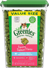 Greenies Feline Adult Dental Cat Treats, Savory Salmon Flavor, 9.75 Oz. Tub