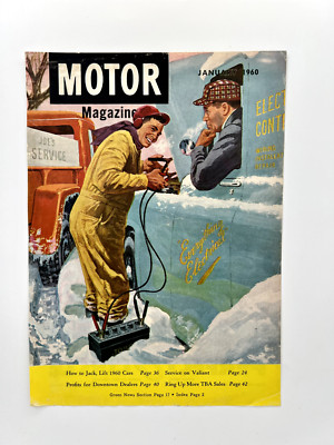 January 1960, MOTOR Magazine, Mechanic fixing car battery got shut in cold