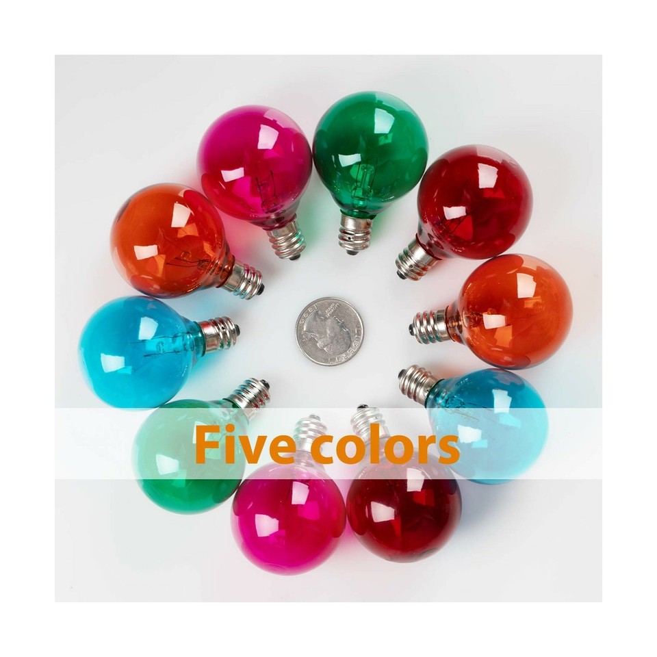 25Pack Multicolor G40 Christmas Replacement Light Glass 5W Bulbs Funy