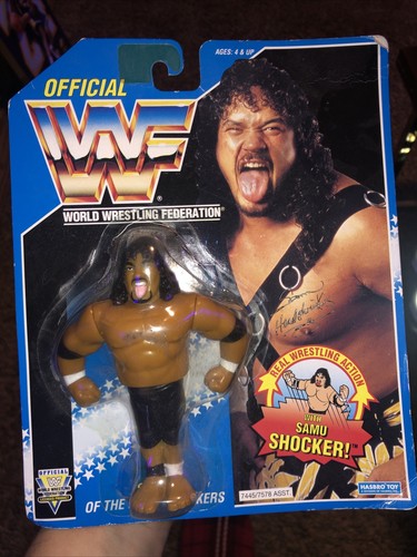 WWE WWF Hasbro MOC Samu Headshrinkers Blue Card Se...