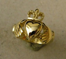 Lady's Women's Solid Yellow Gold Plated Irish Heart Claddagh Ring Band Size 7