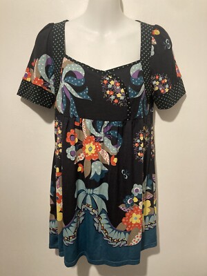 Y2K Dari Meya Cute Colourful Mini Dress w 60 Hippy Floral/Bows Pattern One Size 