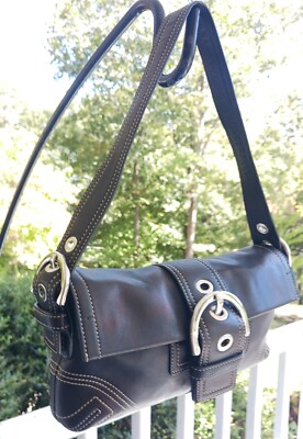 Coach 8A05 SMALL Vintage Soho Black Leather Shoulder Bag w