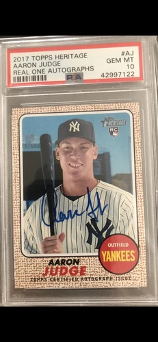 2017 Topps Heritage Aaron Judge Real One Rookie Auto RC PSA 10 GEM MINT