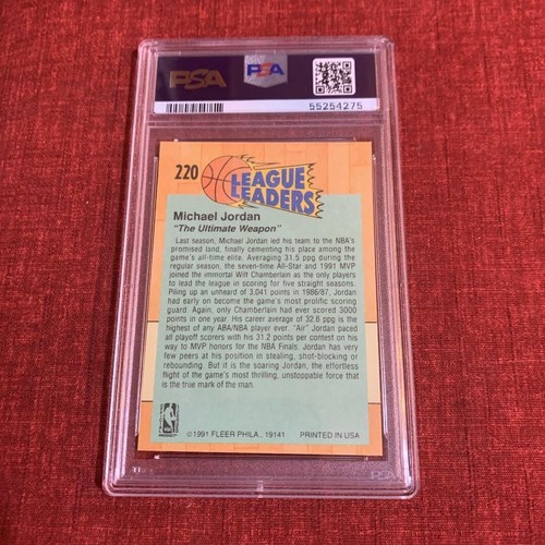 PSA10 Michael Jordan 1991 Fleer #220 League Leaders Chicago Bulls HOF NBA Free s - Bild 7 von 12
