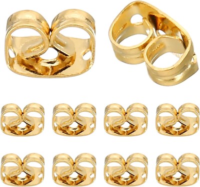8 Pcs 14K Gold Earring Backs Replacement Ear Locking for Stud Earrings Heavy Dr