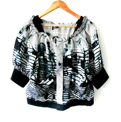 Siao Chin sz 14 Pure Silk Perfume Bottle Shirt Jacket