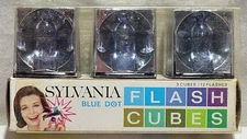 Sylvania Flash Cubes Magicubes 3 Cubes 12 Blue Dot Flashes, New Old Stock 1970s