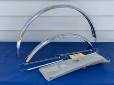 Vintage Wald 24" Chrome Light Weight FRONT REAR Fender Set 89-24 W/Braces NOS
