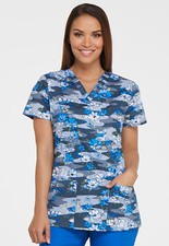 Floral Fleet Dickies Scrubs EDS Signature V Neck Top DK704 FEET