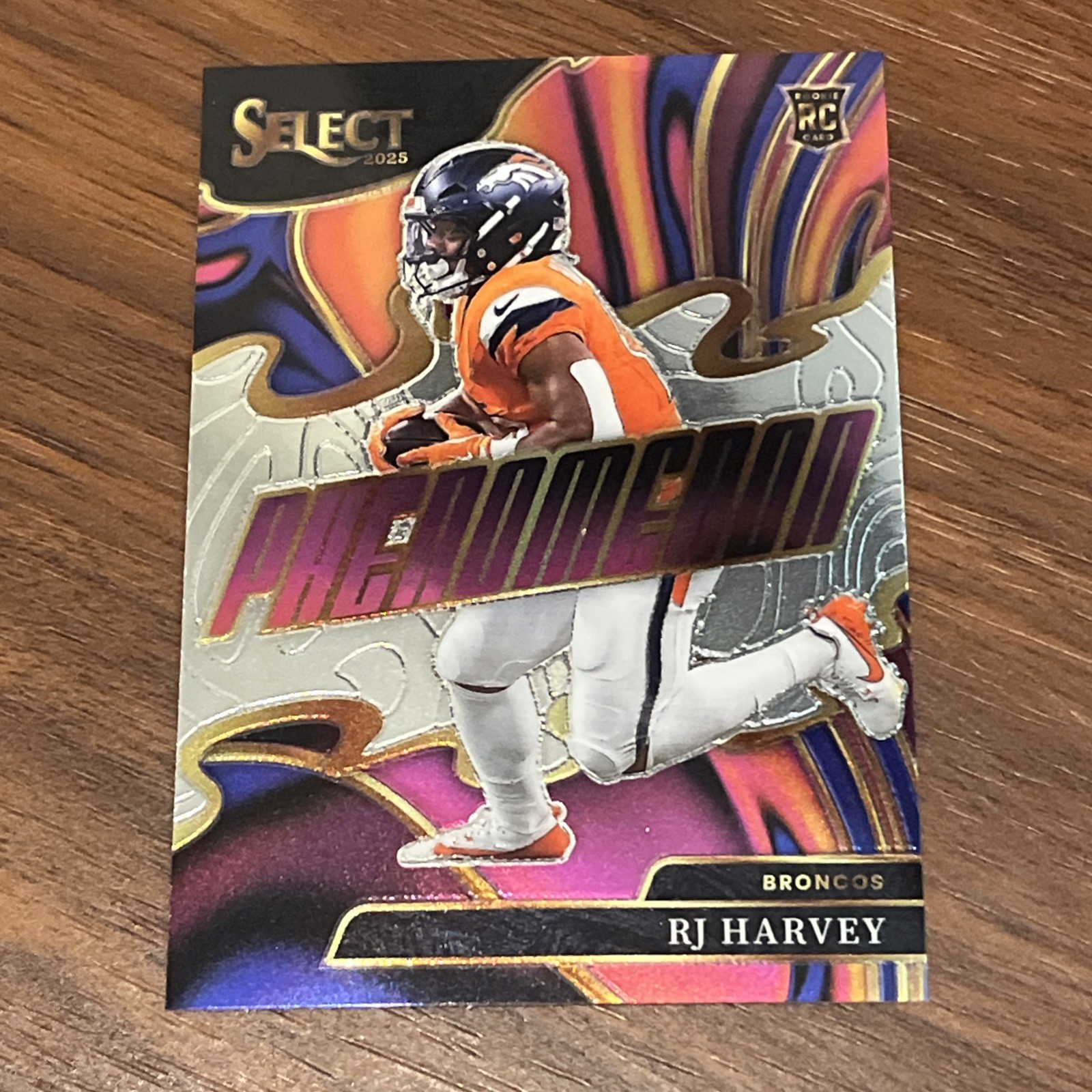 2025 Panini Select RJ Harvey RC #7 PHENOMENON Base Card Denver Broncos