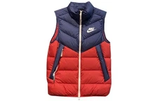 Nike Color-Block Stand Collar Zip-Up Down Vest With Logo Print