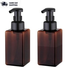 Durable Foaming Soap Dispenser 2 Pack - Stylish 15oz Amber Plastic Bottles