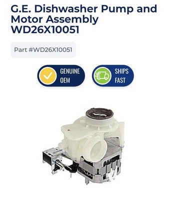 New Listing** WD26X10051 GE Dishwasher Motor Pump OEM TESTED Genuine Part