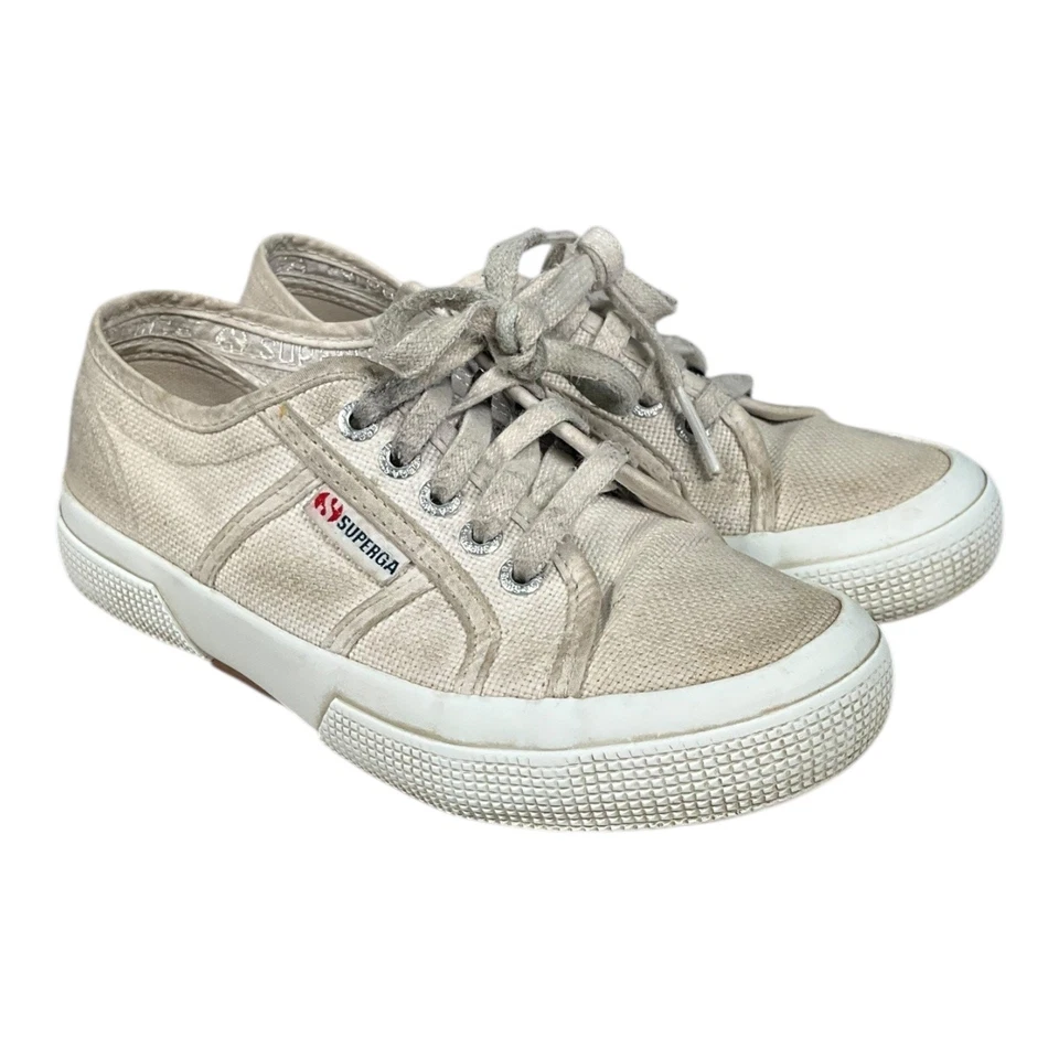 Tênis SUPERGA clássico durante todo o ano infantil grande branco tamanho 12,5 100% algodão - Imagem 4 de 4