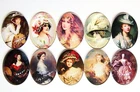 10 Different Colors of 40x30mm Glass Vintage Victorian Art Deco Women Hat Cameos