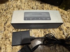 Bose SoundLink Mini Portable Bluetooth Speaker Silver Dock Charger AS-IS READ