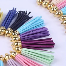 15pcs Colorful Faux Leather Keychain Tassels - Ideal for DIY Crafts, Pendants