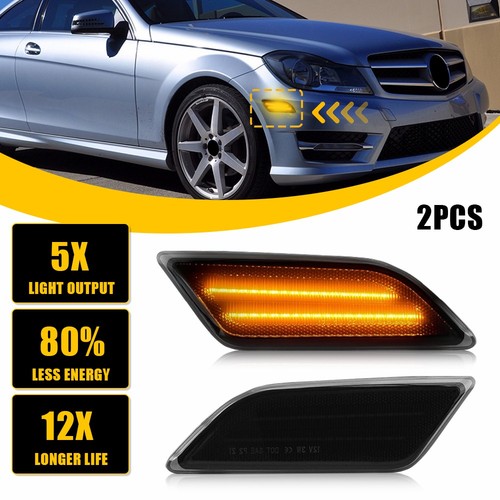 2x LED Side Marker Lights Amber For Mercedes Benz C250 C300 C350 C63 AMG 12-14 E - Picture 21 of 22