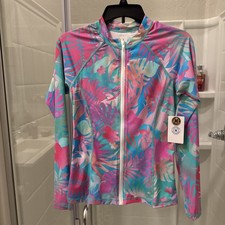 Hurley Women's Long Sleeve Rash Guard Scattered Palm UPF 50 Size Small