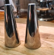 Vintage Stainless Steel Modernist Salt And Pepper Pots Made By Satinsteel London