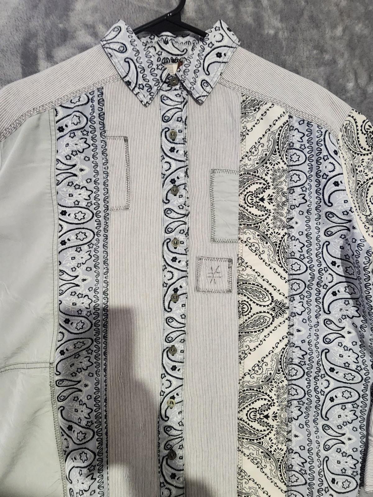 Free People Womens Button Up Patchwork Bandana Sh… - image 10