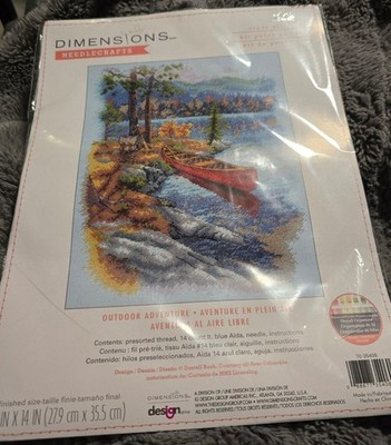 Dimensions Counted Cross Stitch Kit 11''X14''-Outdoor Adventure (14 Cnt) Blue Aida