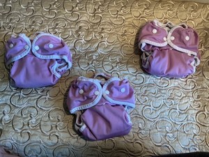 LOT of 3 Thirsties— 3 Duo pocket diapers with hemp inserts, Fits 9-36 months