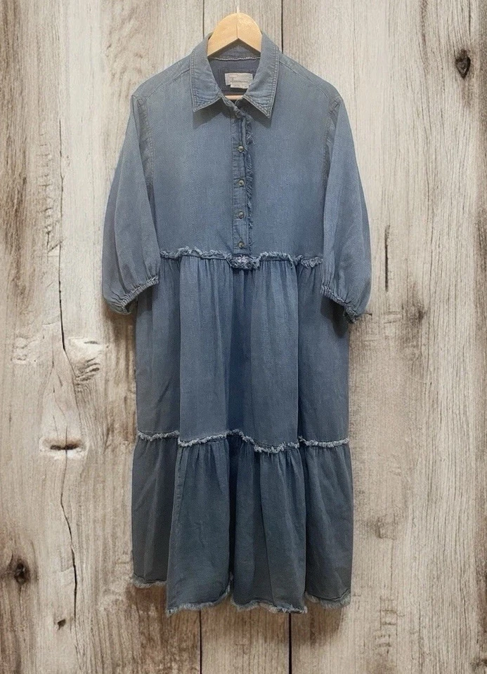 Vestido camisero vaquero con capas ANTHROPOLOGIE The Bettina para mujer talla 1X Foto 2 de 4