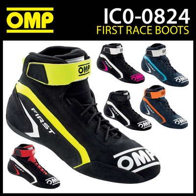 2025 OMP First Race Boots Suede Leather Mid-Cut Fireproof FIA 8856-2018 Racing