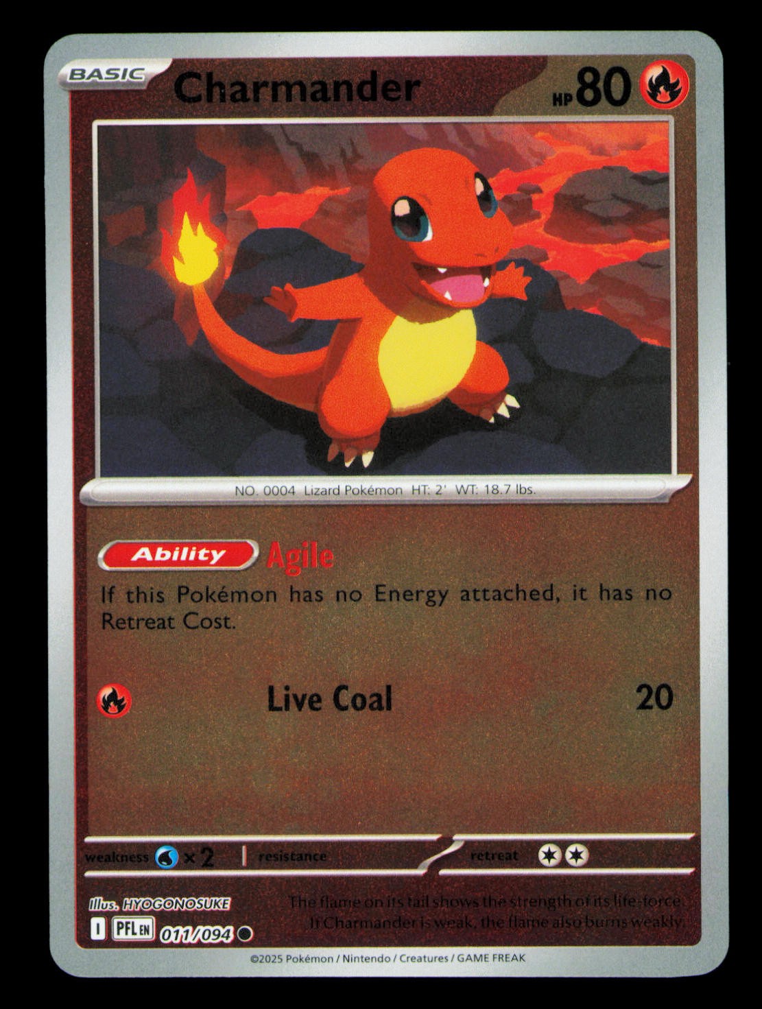 Charmander Reverse Holo Common ME02: Phantasmal Flames 011/094 NM