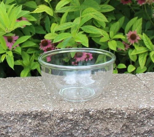 Vintage Anchor Hocking Clear Glass 8.25" Round Nesting Beaded Rim Mixing Bowl