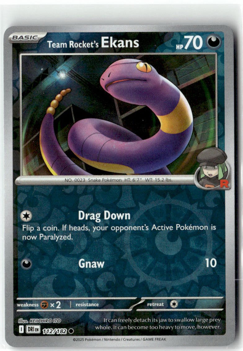 Team Rocket's Ekans 112/182 Common Destined Rivals Pokemon Reverse Holo NM/M
