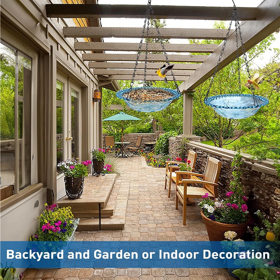 Paquete de 2 baños colgantes para pájaros comederos para pájaros azules para exteriores cuenco de agua fácil de limpiar Foto 4 de 4