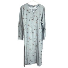 Vintage Womens Cottagecore Nightgown Size M Blue Floral