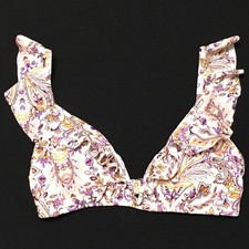 Shade Shore Size S 4-6 Paisly Ruffle Underwire Bralette Bikini Top