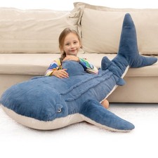 51inches Giant Whale Shark Stuffed Animal, 4.3ft Large Blue Stuffed Whale Sha...