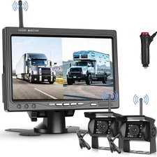 7" Monitor 2x Wireless Rear View Backup Camera Kit for RVs Truck Caravan Reverse