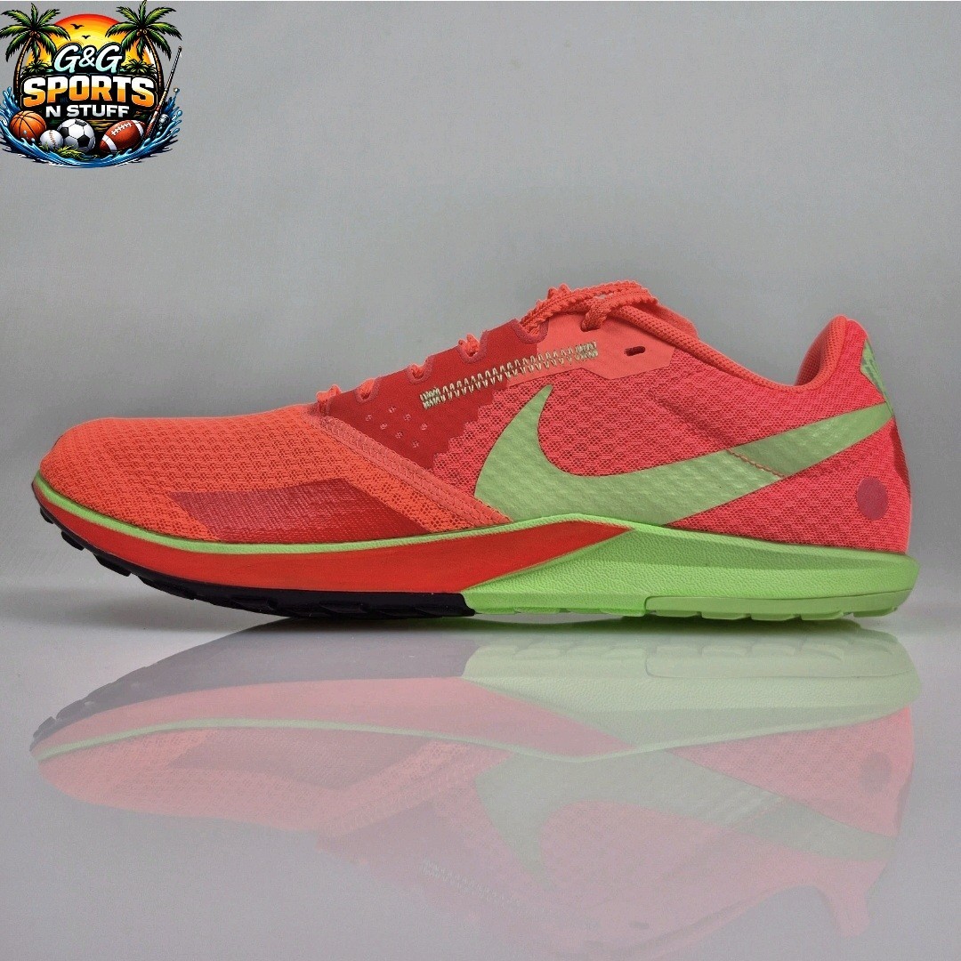 NIKE MEN'S 10.5 ZOOM RIVAL WAFFLE 6 ROAD RACING CRIMSON LIME BLAST