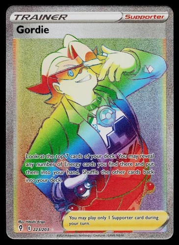 GORDIE 223/203 RAINBOW RARE EVOLVING SKIES POKEMON NM
