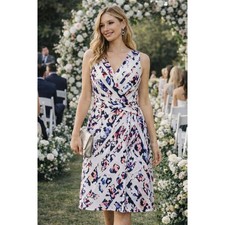 WB10 WHITE HOUSE BLACK MARKET Floral Sundress Midi Wrap V-Neck NWT Size 6