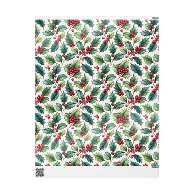Festive Holly Wrapping Paper - Christmas Gift Wrap, Holiday Decor, [...]