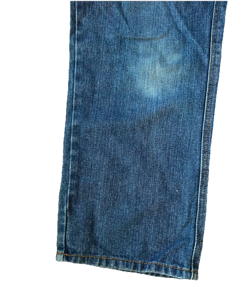 Pantalones de mezclilla Makaveli de pierna recta para niños talla 12 azul lavado oscuro bolsillos Chevron Foto 4 de 4