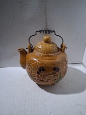 Brown/gold Ceramic Tea Time Teapot/lid - Made In Japan 6x6